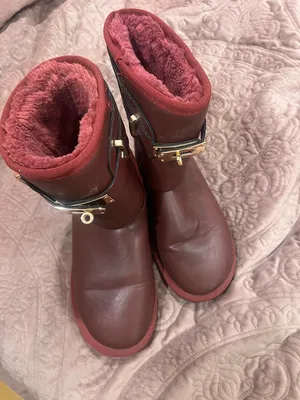 Women's Burgundy Ankle Booties with Gold Accent thumbnail 3