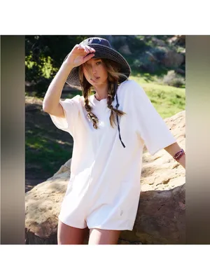 NEW! FREE PEOPLE MOVEMENT Hot Shot Tee Romper Shorts X-SMALL Bleached Clay Ivory thumbnail 6