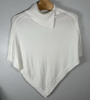 Talbots Poncho Sweater Womens 1X Ivory Cream Oversized‎ Boxy Knit Mock Neck thumbnail 1