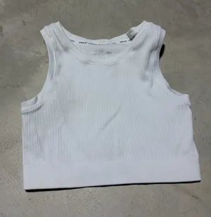 Aerie offline White Ribbed stretch medium support Crop Tank Top medium thumbnail 1