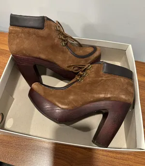 Lucky Brand Brown Suede Platform Heeled Boots thumbnail 1