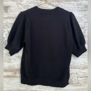 Anthropologie EUC Moth Connelly Puff Short Sleeve Black Sweater Large thumbnail 9