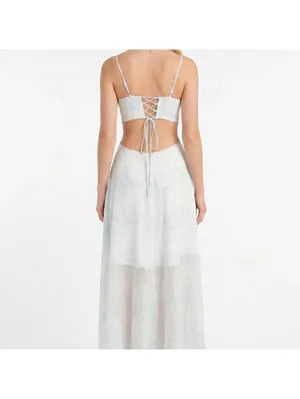 Blue Cutout Maxi Dress XS Ruffle Dress thumbnail 2