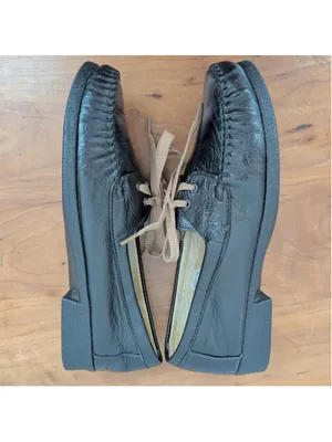 Ladies' Greek Black Leather Moccasin Style Lace Up Shoes Size 40 thumbnail 6