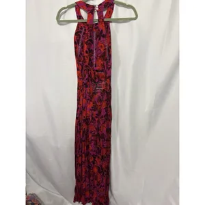 Abel The Label Anthropologie Charlotte Maxi Dress Small Fuschia Red Floral Boho thumbnail 9