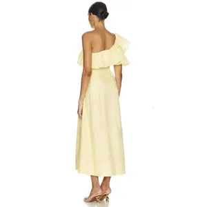 Revolve Sovere Bliss One Shoulder Midi‎ Dress Butter yellow size Small $229 MSRP thumbnail 3