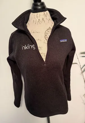 Patagonia Inkling Embroidered Quarter Zip‎ Fleece Pullover Black Women's Size M thumbnail 1