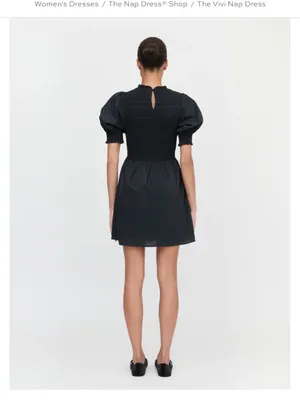 Hill House The Vivi Nap Dress Black Puff-Sleeve Smocked Waist Dress thumbnail 3