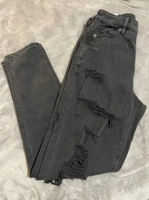 American Eagle SZ 0 Black Comfort‎ Stretch Waistband Jeans Mom Jean thumbnail 1