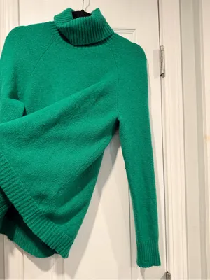 J.Crew Size S Green Wool Alpaca Blend Turtleneck Sweater Oversized Tunic thumbnail 2