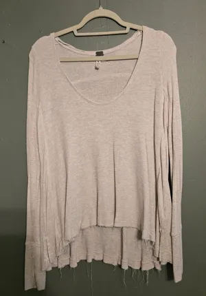 We The Free Cream Scoop-Neck Waffle Knit Top XS thumbnail 1