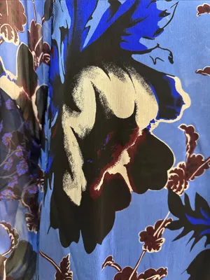 Diane von Furstenberg Designer 100% Silk Floral Blue Long Sleeve Blouse Size S thumbnail 7