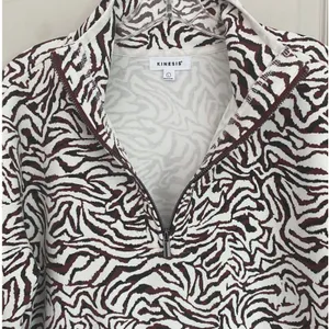 Kinesis Womens‎ Zebra Print Quarter Zip Pullover Mock Neck Active Top Burgundy L thumbnail 4