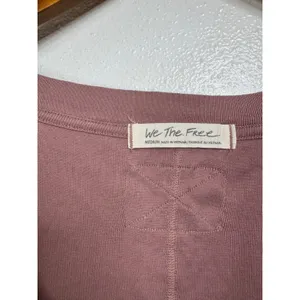 We The‎ Free Free People Mauve Ribbed Mixed Media Peplum Long Sleeve Top Medium thumbnail 3