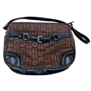 Etienne Aigner Brown Black Logo Canvas Shoulder Bag Monogram Purse thumbnail 2