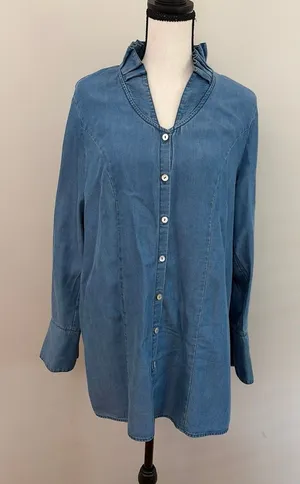 Soft surroundings small ruffle collar dress thumbnail 1