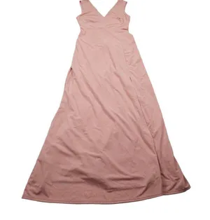 READ Birdy Grey Shamin V-Neck Crepe Bridesmaid Dress Pink Rose Quartz Large Slit thumbnail 3