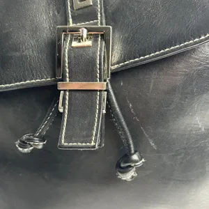 Perlina Black Genuine Leather Backpack Vintage 90s Buckle Moto Y2K Bag thumbnail 11