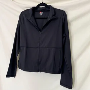 Hanes Moves Women's Studio Jacket Zip Up Workout Athleisure Black XL thumbnail 3