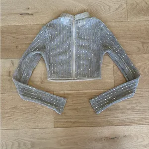 Superdown - Sia Long Sleeve Sequin Crop Top in Gold Nude Metallic thumbnail 5