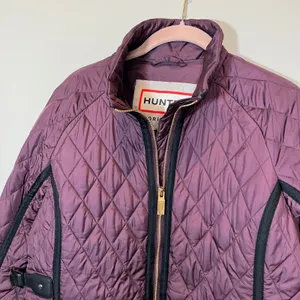 Hunter Original Women's Quilted Jacket Plum Purple Gold Zip Puffer Coat Medium thumbnail 2