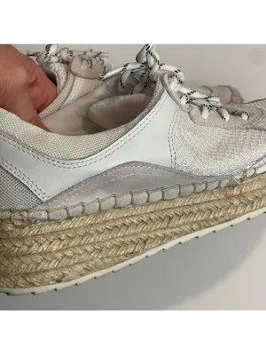 Marc Fisher Janette White Espadrille Platform Sneakers Suede Mesh Summer 7.5 thumbnail 12