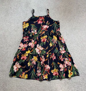 SHEIN Navy Floral Multicolor Tiered Sleeveless Sundress thumbnail 1