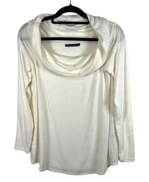 Womens Abercrombie & Fitch‎ White Viscose Long Sleeve Sweater Top Size Large thumbnail 1