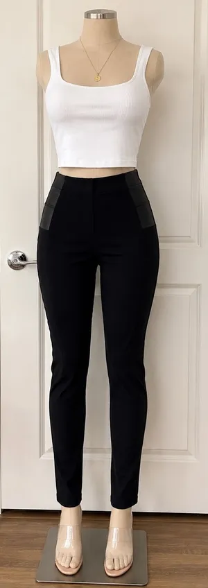 & Other Stories Shinestar Black High-Waist Skinny Ponte Pants thumbnail 1