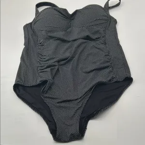 Elegant Black and White Polka Dot Women's One Piece Swimsuit thumbnail 12