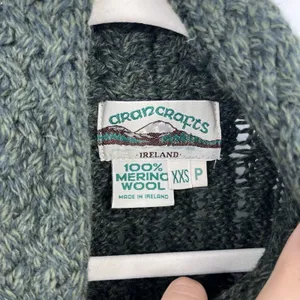 aran crafts sweater women Cable Knit XXS P Green 100 Merino Wool Fisher Chunky thumbnail 6