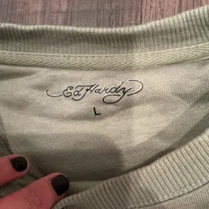 Ed Hardy Panther Graphic Cropped Sweatshirt Olive Green Pink Tattoo Size L thumbnail 3