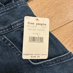 NWT Free People Bo Dress Indigo Blue Denim Shirt Long Sleeve Size L thumbnail 6
