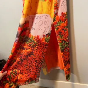 Zara Picante Pepper Mesh Fruit Vegetable Print Off Shoulder Maxi Dress Red Small thumbnail 6