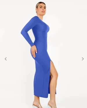 Popilush Shapewear Long Sleeve V-Neck Low Back Slimming Maxi dress thumbnail 2