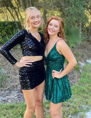 Dillard's Black Two Piece Hoco Dress (Size 1) thumbnail 2