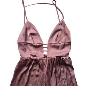 ASOS NWT 25Y Women Mauve Satin Wide Leg Jumpsuit Strappy V-Neck Open Back Size 6 thumbnail 3