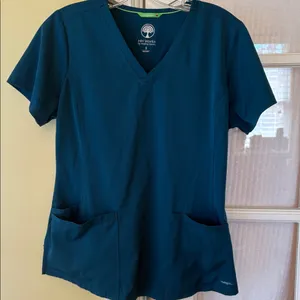 NWOT S Healing Hands Teal V-Neck Scrubs Top matching bottoms in closet thumbnail 1