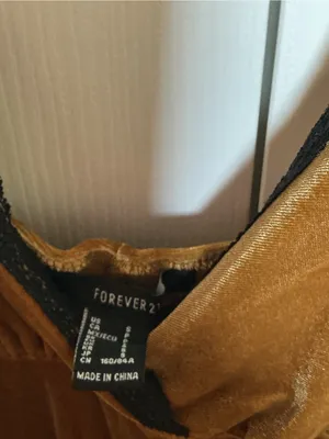 Forever 21 Gold Velvet Slip Dress with Black Lace thumbnail 5