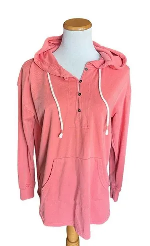 Womens Maurices Coral Soft Button Detail Hoodie Hooded Sweatshirt - Sz S thumbnail 1