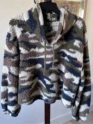wild fable Cream & Olive Sherpa Hoodie thumbnail 1