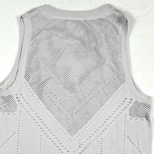 Athleta Oxygen Tank Womens Large Mesh Pointelle Training Sleeveless Top‎ Gray thumbnail 4