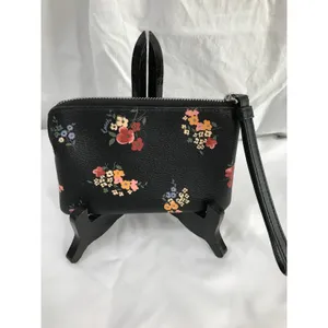 Coach Corner Zip PVC Leather Wild Flower Black Multi Wristlet thumbnail 3
