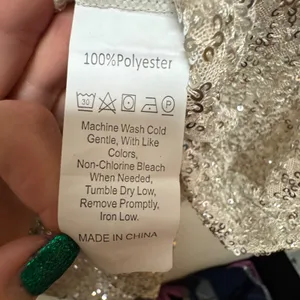 NWOT Champagne Glitter Sequin Mock Neck‎ Bodycon Mini Dress Small thumbnail 6