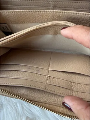 Kate Spade Beige Leather Zip-Around Wallet thumbnail 6