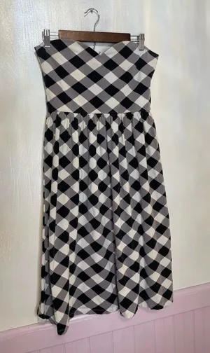 ASOS Buffalo Check Strapless Dress thumbnail 1