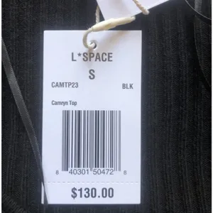 L*Space Camryn Black Ribbed Knit Sweetheart Neck Sweater Women’s Small NWT thumbnail 10