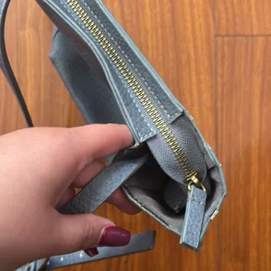 Anthropologie Faux Leather Gray Blue Small Shoulder Crossbody Bag thumbnail 4