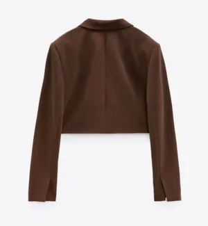 ZARA NWT  Brown CROPPED SHOULDER PAD BLAZER. thumbnail 7