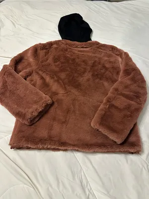 Carolyn Hoodie Jacket - Faux Fur Hooded Jacket - Pecan & Black - NWOT - Size S thumbnail 4